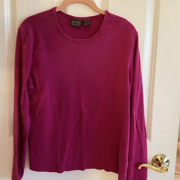 NWOT. Additions by Chico’s Women’s Size Medium (Chico 2)  L/S Cotton Tee Fuchsia - Picture 3 of 8